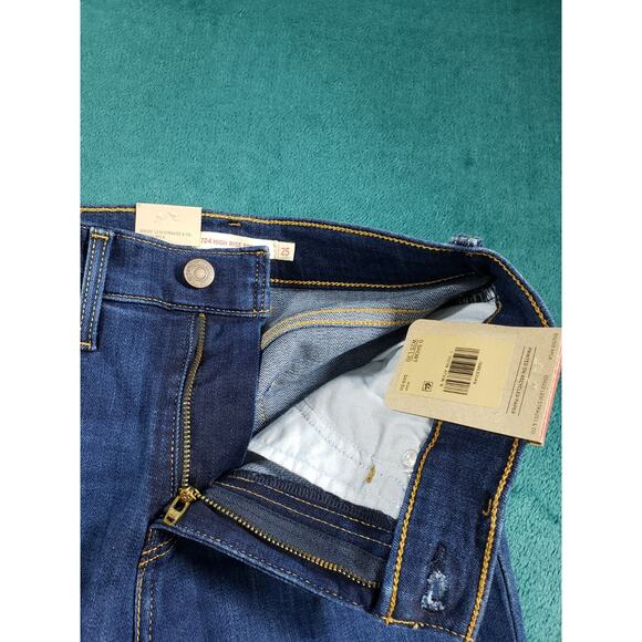 Levis 724 Jeans Size 0 Short Womens Blue Pants Stretch High Rise Straight NWT - Picture 8 of 16